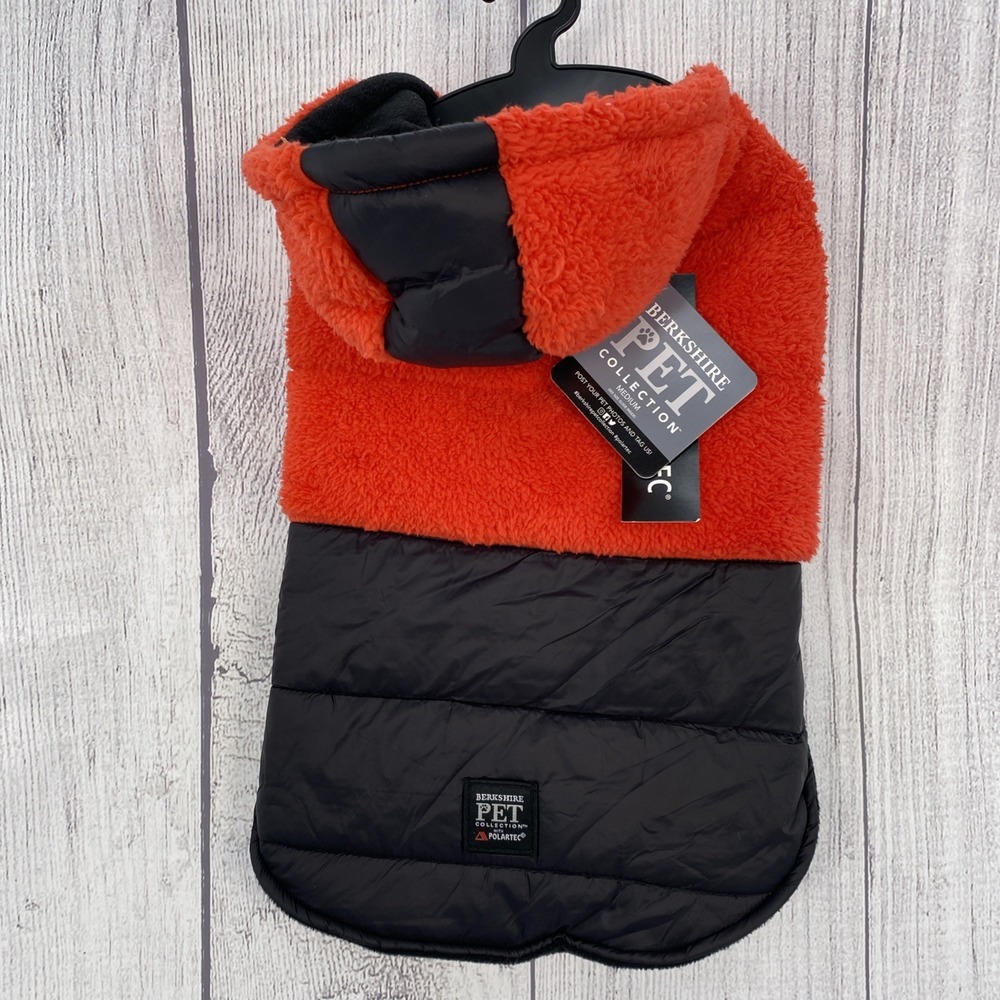 Berkshire Dog Coat MEDIUM Red Black Sherpa Softshell Jacket Polartec Insulated